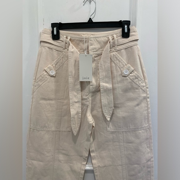 NWT Joie Cream Tie-Front Cargo Pants Size US 4 - Picture 2 of 4